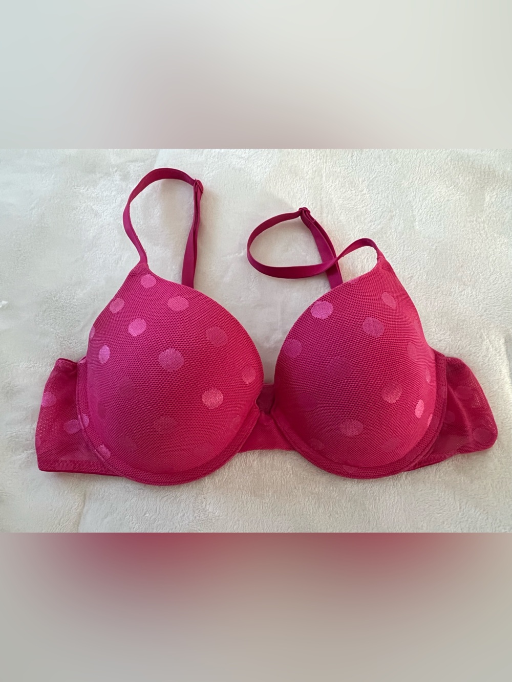 PINK Victoria's Secret Hot fuchsia Polka Dot  Bra